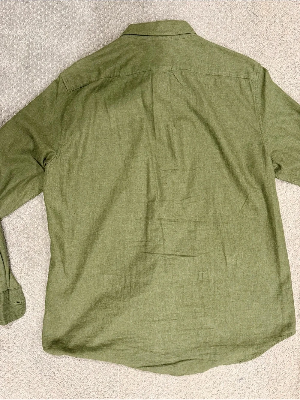 J. Crew Olive Green Brushed Twill Button-Down Shirt - Mens Large
